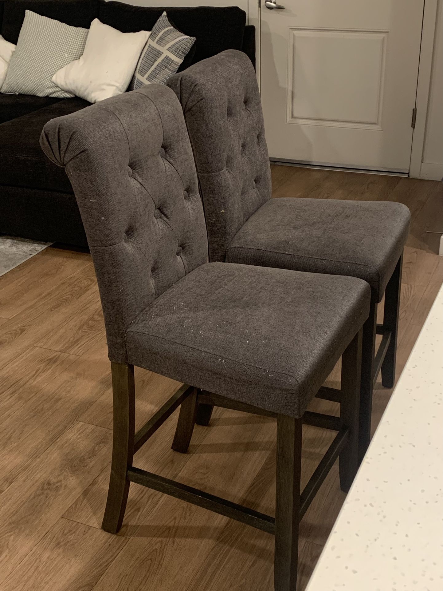 Couch and island stools