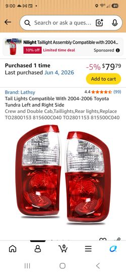 2006 toyota  taundra tail lights