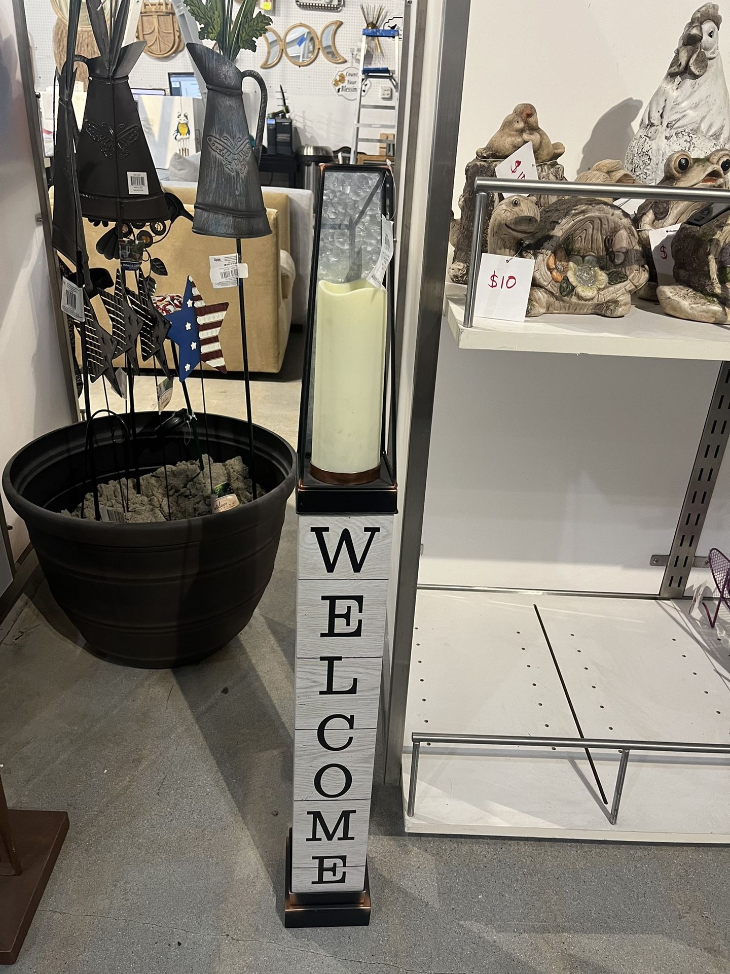 Indoor Outdoor Yard Garden Porch Home Decor Standing Welcome Candle Sign