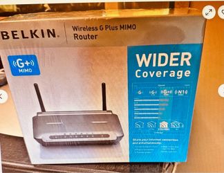 Brand new Belkin wireless G. plus MIMO router Wi-Fi 802.11B/G ethernet RJ – 45 gray