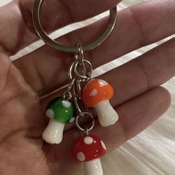 Brand New Colorful Mushroom Keychain 