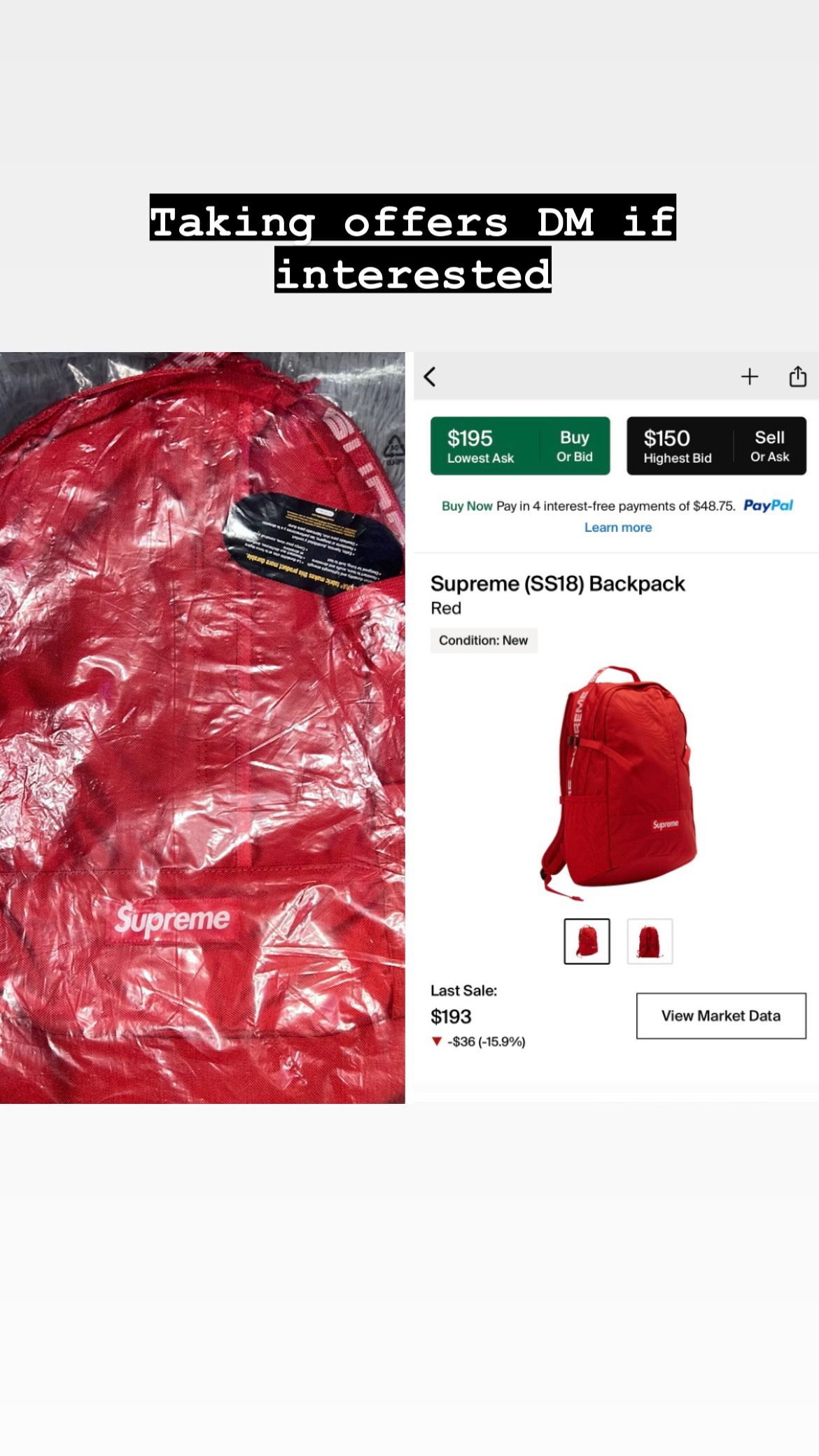 Supreme SS18 Backpack 🎒 Red  Brand New