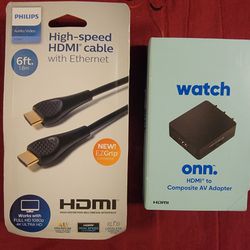 Onn HDMI to Composite AV Adapter+ Philips 6ft HDMI Cable