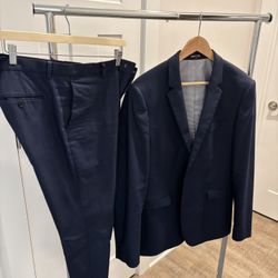 Express Men’s Suit Navy Blue Jacket 40R  32x30 