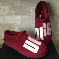 NEW UGG MENS TASMAN CHOPD LOGO RIBBON RED SLIPPER SHOES/ SIZE 11