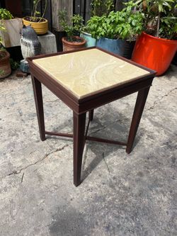 Vintage Antique Style Mahogany Side Table with Marble Top by Valley Furniture Co.