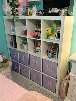 IKEA bookcase 4 cube x 4 cube Expedit + 4 storage bins
