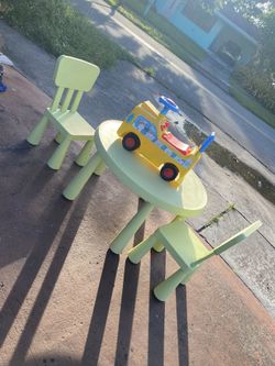 Ikea Mammut Kids Round Table And 2 Chairs Including The Car