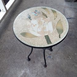 Outdoor Side Table with Tile Mosaic Table Top

