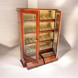 Y2K Wooden Jewelry Cabinet with Glass Doors in box