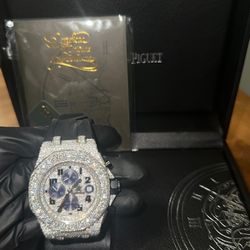 AP Moissanite diamonds Black Plane Strap 