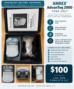AMREX AdvanTeq 2000 TENS Unit – Like New – Complete Kit