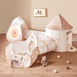 Tiny Land Indoor / Outdoor 5pcs Play Tunnel, Ball Pit & Foldable Pop Up Tents with Carry Bag