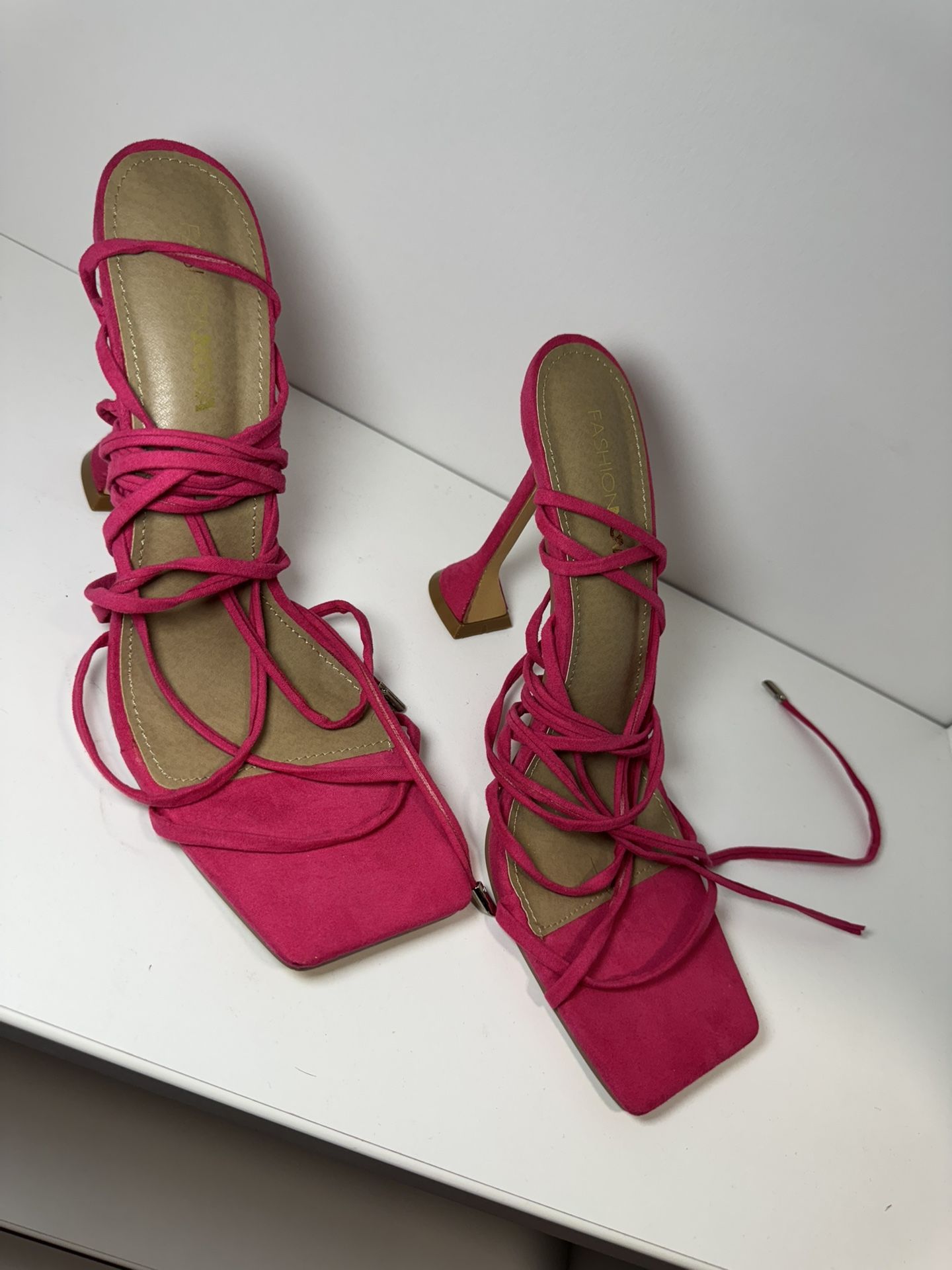 Hot Pink Strappy Heels - Size 11