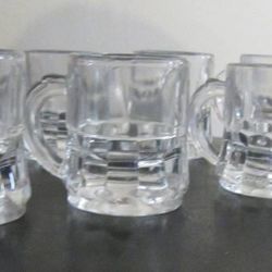 Vintage Federal Glass Clear Mug Shaped Collectible Shot Glasses - Lot of 8 