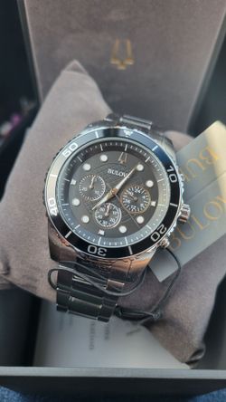 NWT 98A210 Men`s Black Dial Wristwatch by Bulova Men's