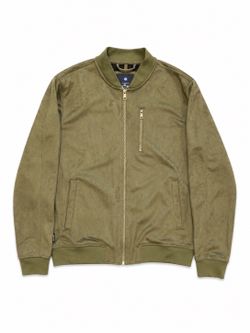Ben Sherman Olive Faux Suede Bomber Jacket Men’s Medium Full Zip