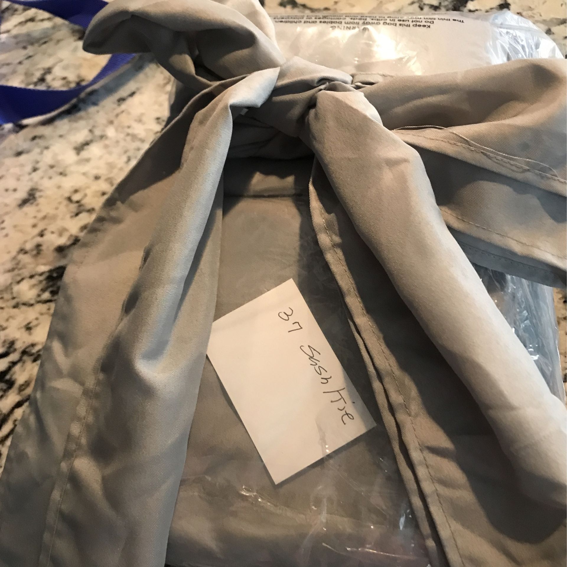 Grey Silk Sash Tie Backs (new) & 37 Polyester Gray Tie Backs (used)
