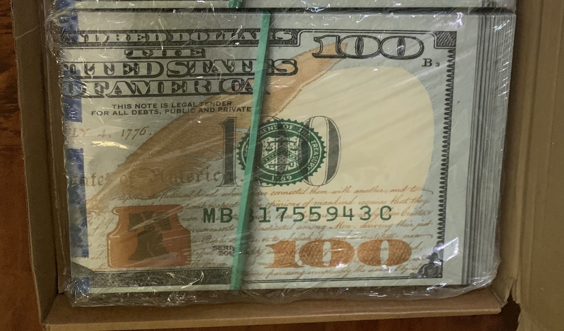 IKONIK Rubberband Racks Canvas Framed Art Hundred Dollar Bills 18”x12”