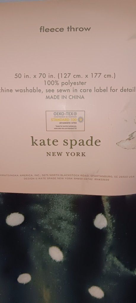 Kate Spade Throw Blanket Dark Green An White