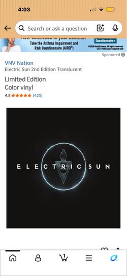 VNV Nation – Electric Sun Limited Edition Blue Vinyl Album – $30