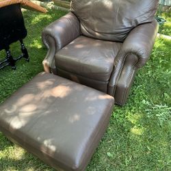 Leather Chair/ Ottoman 