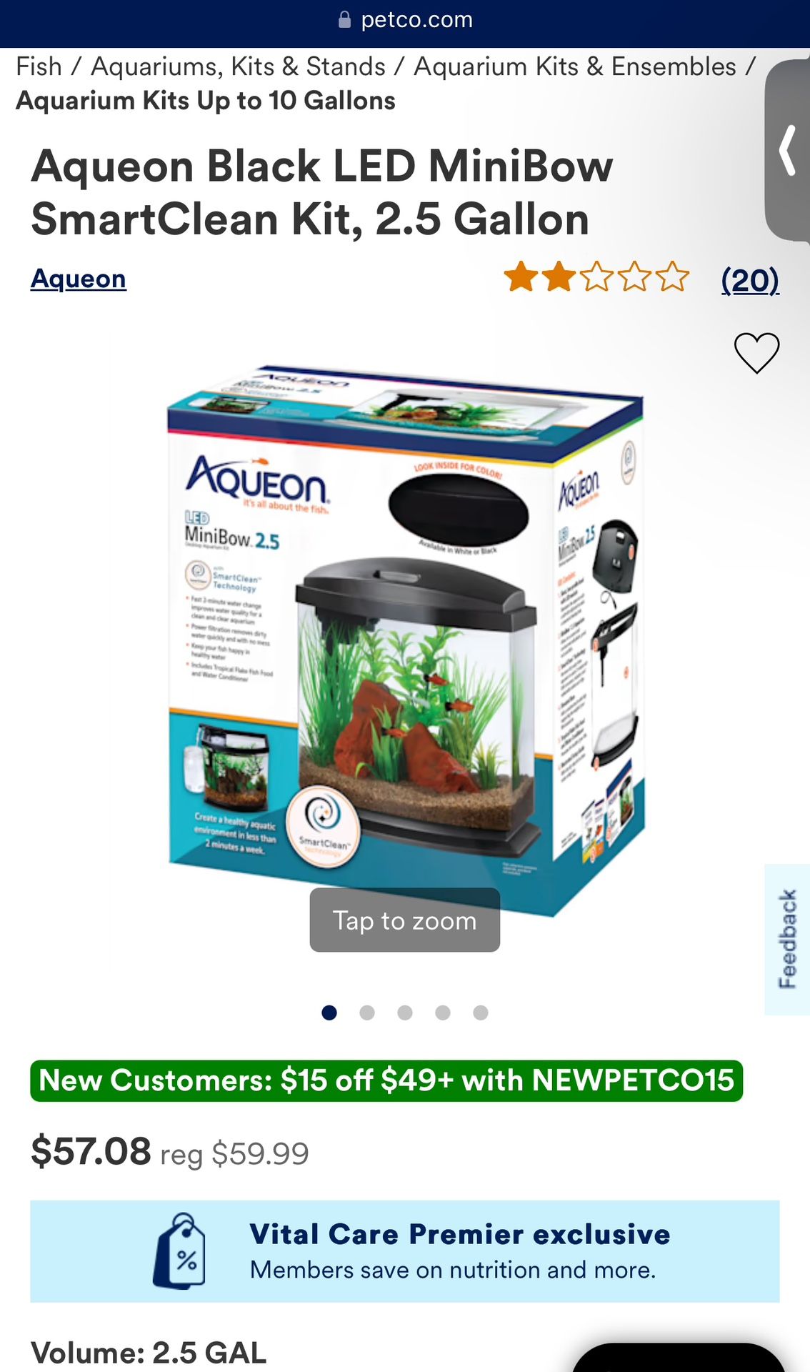 Fish Tank Aqueon Black LED MiniBow