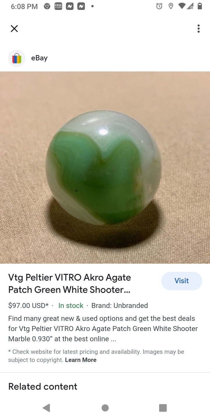 Vtg Peltier VITRO Akro Agate