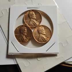 Group Of (3) 1960-D Lincoln Uncirculated Penny's For Sale