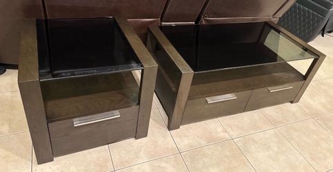 Coffee Table with Matching End Table Set of (2) GlassTop Both for $55