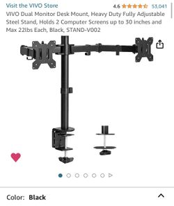 Black Vivo Dual Monitor Desk Mount