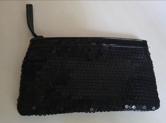 Black sequin cosmetic pouch and clutch