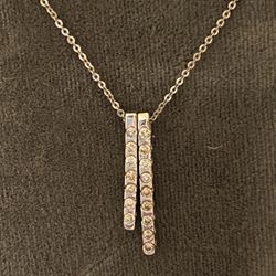 Natural Diamond Necklace 14k White Gold