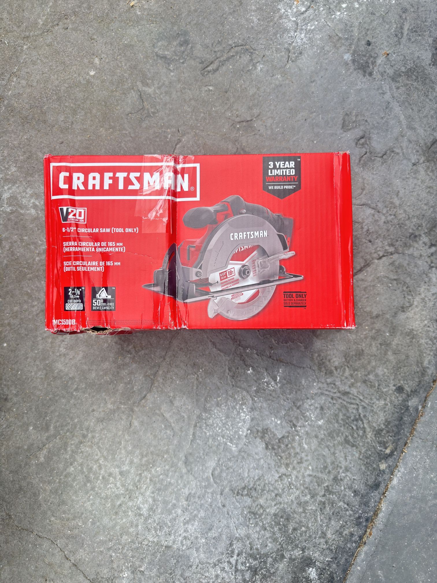 Craftsman 20V 6-1/2” Circular Saw – CMCS500B Tool Only – NEW, Sealed