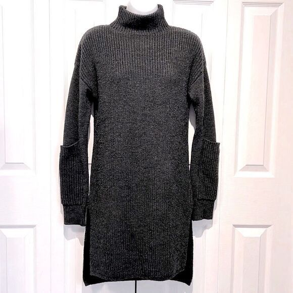 Ellen Tracy Grey Mock Neck Long Sleeve Sweater Tunic Size S