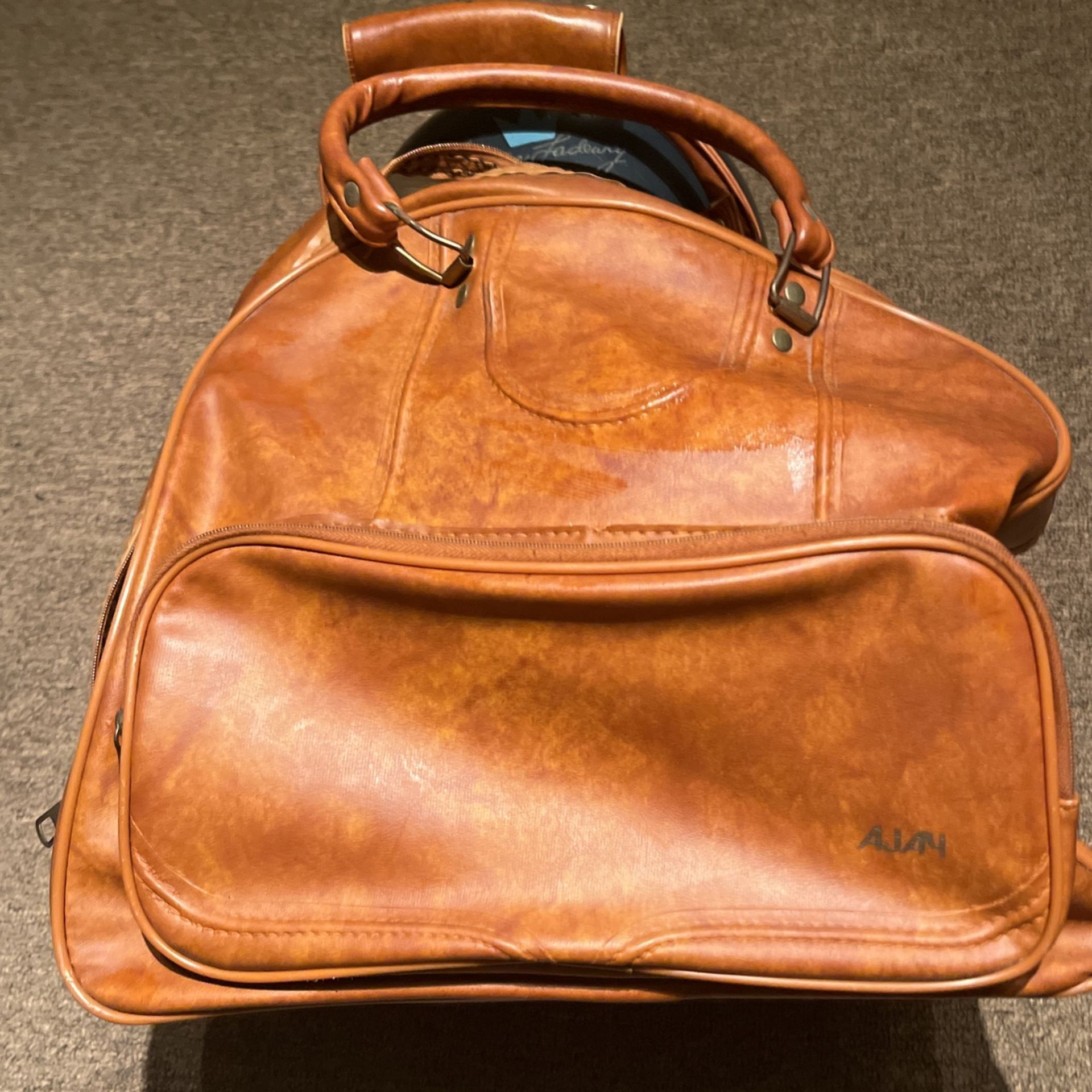 Leather Bowling Bag And Brunswick Bowling Ball