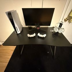 Ps Five Monitor And Two Remotes Headphone And Stand For Them