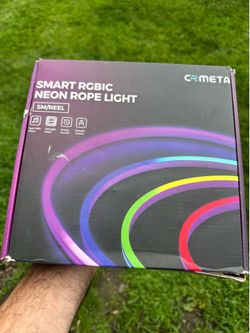 CRMETA Smart RGBIC Neon Rope Light 16.4ft 5M LED Strip Open Box Complete Works