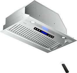 EKON 30" 900CFM Range Hood Insert, Ducted/Ductless Built-in Range Hoods with Remote/4 Speeds