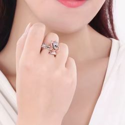 New Rose Flower Gothic Skull Silver Color Ring free size fits to size 12