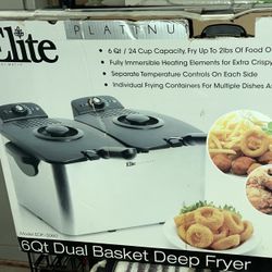 Elite Platinum 6QT Dual Basket Deep Fryer 