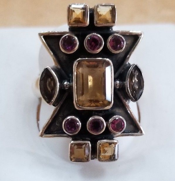 Sterling Silver and Mixed Gemstone Ring