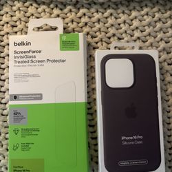 iPhone 16 Pro silicone Case And Screen Protector 