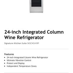 Signature Kitchen Suite Built Wine Cooler New