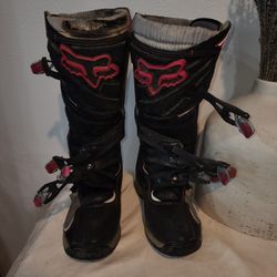Fox Racing Comp 5 Motocross Black Fuscia ATV Tall Boots Size Womens 9 US 41 EU