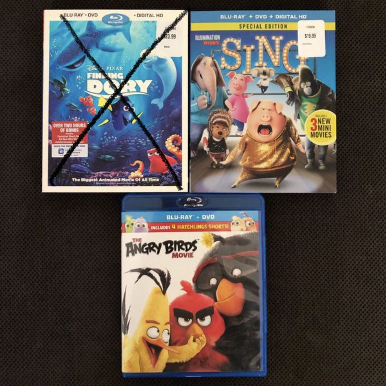 Blu-ray DVD set includes Angry Birds and Sing
