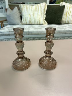 (2) Matching Glass Candlesticks