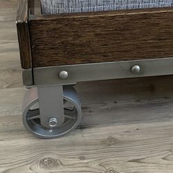 Twin Size Bed Heavy Duty Industrial Metal Platform Frame on Casters