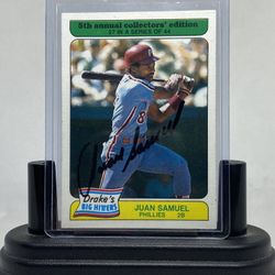 Juan Samuel 1985 Topps “5th Annual Collectors’ Edition” Autograph Card#27