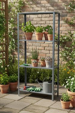Metal 4 Tier Indoor/Outdoor Plant Shelf Storage Rack! Good condition! 24x11x55in